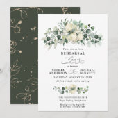 Invitation Dîner de répétition de mariage à la verdure Eucaly (Devant / Derrière)