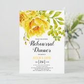 Invitation Dîner de répétition de mariage à l'aquarelle jaune (Debout devant)