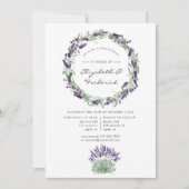 Invitation Dîner de répétition de mariage à l'aquarelle lavan (Devant)