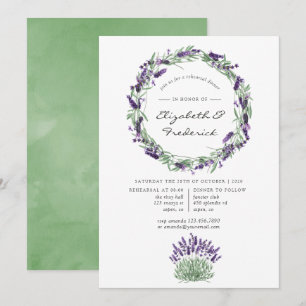 Invitation Dîner de répétition de mariage à l'aquarelle lavan