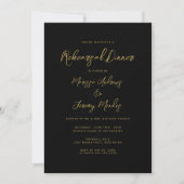 Invitation Dîner de répétition de mariage à l'encre dorée mod (Devant)