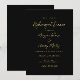 Invitation Dîner de répétition de mariage à l'encre dorée mod