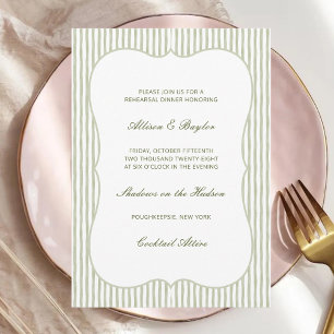 Invitation Dîner de répétition de mariage à rayures aquarelle
