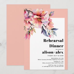 Invitation Dîner de répétition de mariage au rhododendron ros