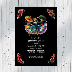Invitation Dîner de répétition de mariage audacieux et fiesta