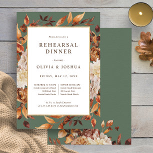 Invitation Dîner de répétition de mariage automnal vert