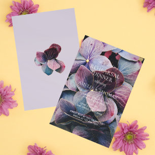 Invitation Dîner de répétition de mariage aux hortensias doré