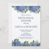Invitation Dîner de répétition de mariage aux hydrangeas bleu (Devant)