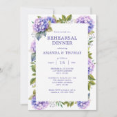 Invitation Dîner de répétition de mariage aux Hydrangeas Viol (Devant)