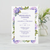 Invitation Dîner de répétition de mariage aux Hydrangeas Viol (Debout devant)