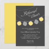 Invitation Dîner de répétition de mariage aux lanternes jaune (Devant / Derrière)