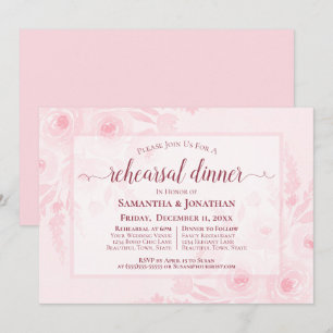 Invitation Dîner de répétition de mariage aux pivoines aquare