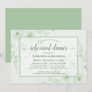 Invitation Dîner de répétition de mariage aux pivoines aquare