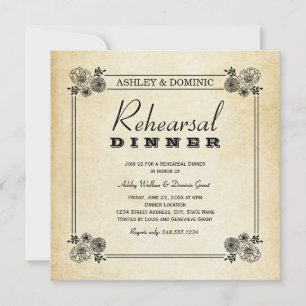 Invitation Dîner de répétition de mariage avec cadre de succu