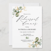 Invitation Dîner de répétition de mariage avec verdure dorée (Devant)