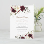 Invitation Dîner de répétition de mariage avec verdure et bor (Debout devant)