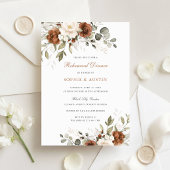 Invitation Dîner de répétition de mariage avec verdure et rou