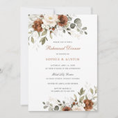 Invitation Dîner de répétition de mariage avec verdure et rou (Devant)