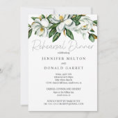 Invitation Dîner de répétition de Mariage blanc Magnolia Flor (Devant)