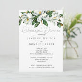 Invitation Dîner de répétition de Mariage blanc Magnolia Flor (Debout devant)