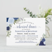 Invitation Dîner de répétition de Mariage bleu rustique Rose (Debout devant)