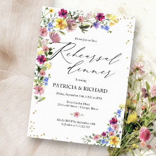 Invitation Dîner de répétition de mariage bohème aux fleurs s