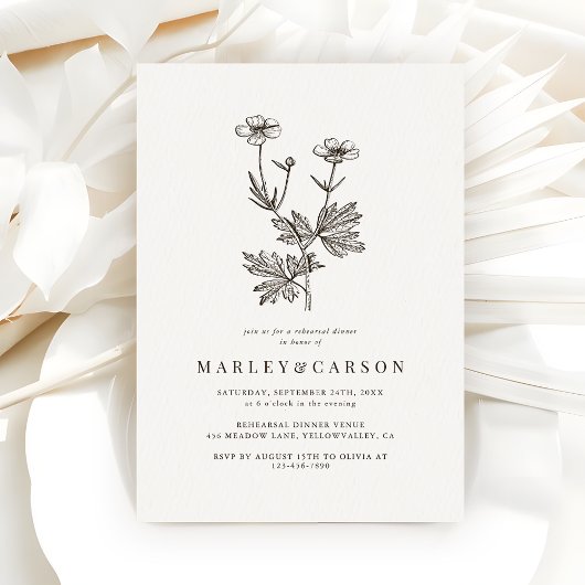 Invitation Dîner de répétition de mariage bohème minimaliste