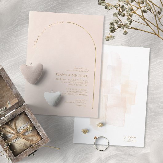 Invitation Dîner de répétition de mariage Boho Oasis Blush ID