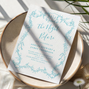 Invitation Dîner de répétition de mariage botanique turquoise