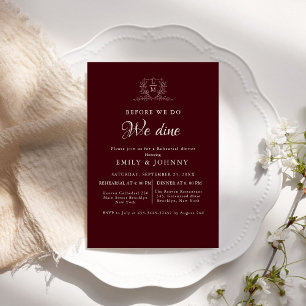 Invitation Dîner de répétition de mariage Bourgogne & Ivoire