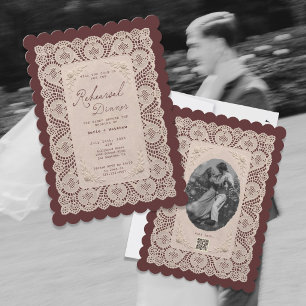 Invitation Dîner de répétition de mariage burgundy avec nappe