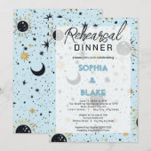 Invitation Dîner de répétition de mariage céleste Black & Blu (Devant / Derrière)