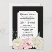 Invitation Dîner de répétition de mariage chic noir (Devant)