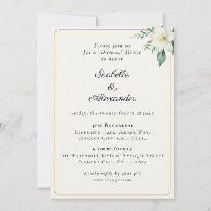 Invitation Dîner de répétition de mariage classique à la verd