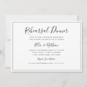 Invitation Dîner de répétition de mariage classique noir et b (Devant)