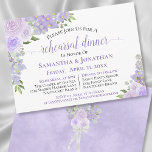 Invitation Dîner de répétition de Mariage de Lavande Rustique<br><div class="desc">Cette belle invitation à dîner de répétition est à la fois rustique et élégant. Il présente une aquarelle peinte à la main avec des roses, des fleurs et de la verdure dans les tons lavande et violet lilas. Il contient des informations sur la répétition mariage et le dîner de fête...</div>