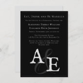 Invitation Dîner de répétition de Mariage de monogramme minim (Devant / Derrière)