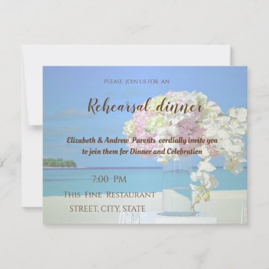 Invitation Dîner de répétition de mariage de plage (Devant)
