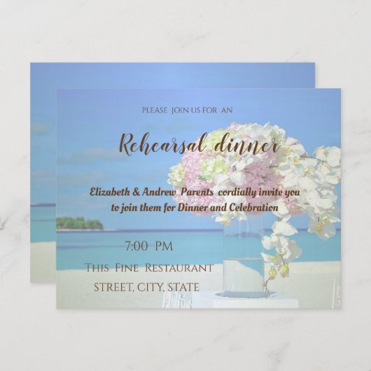 Invitation Dîner de répétition de mariage de plage (Devant / Derrière)