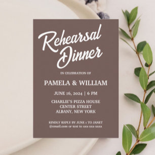 Invitation Dîner de Répétition de Mariage de Style Simple Tau