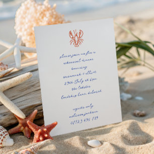 Invitation Dîner de répétition de mariage Doodle Lobster
