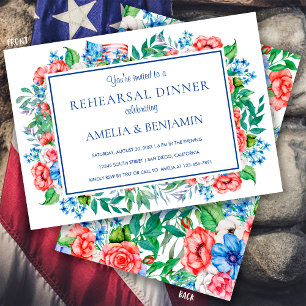 Invitation Dîner de répétition de mariage du 4 juillet Rouge