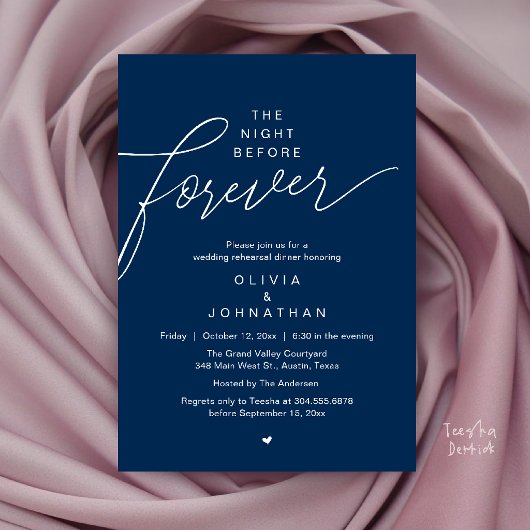 Invitation Dîner de répétition de mariage, écriture moderne é