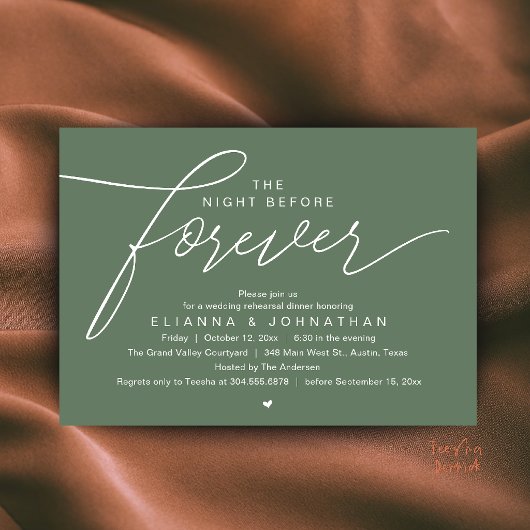 Invitation Dîner de répétition de mariage, écriture moderne é
