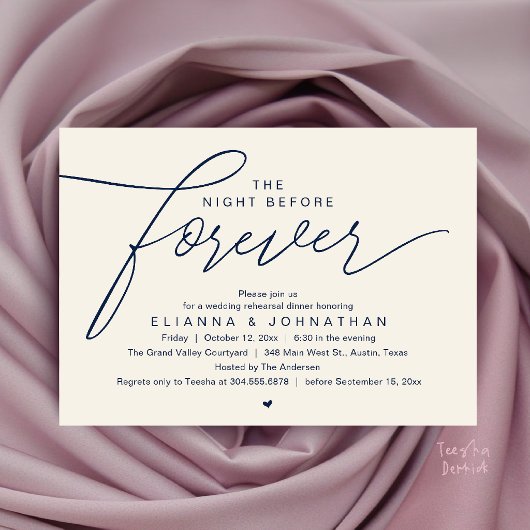 Invitation Dîner de répétition de mariage, écriture moderne é