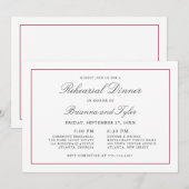 Invitation Dîner de Répétition de Mariage Élégance Simple Cla (Devant / Derrière)