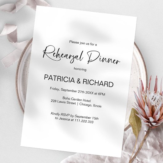 Invitation Dîner de répétition de mariage élégant