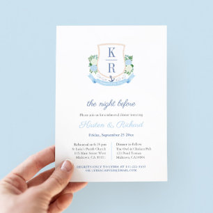 Invitation Dîner de Répétition de Mariage Élégant à Thème Mar