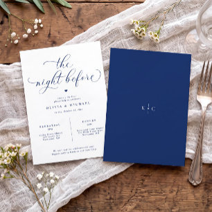 Invitation Dîner de répétition de mariage élégant bleu marine