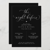 Invitation Dîner de répétition de mariage élégant noir (Devant / Derrière)